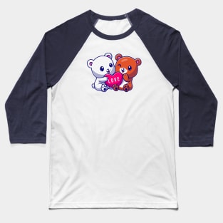 Cute Bear And Cute Polar Bear Cartoon Baseball T-Shirt